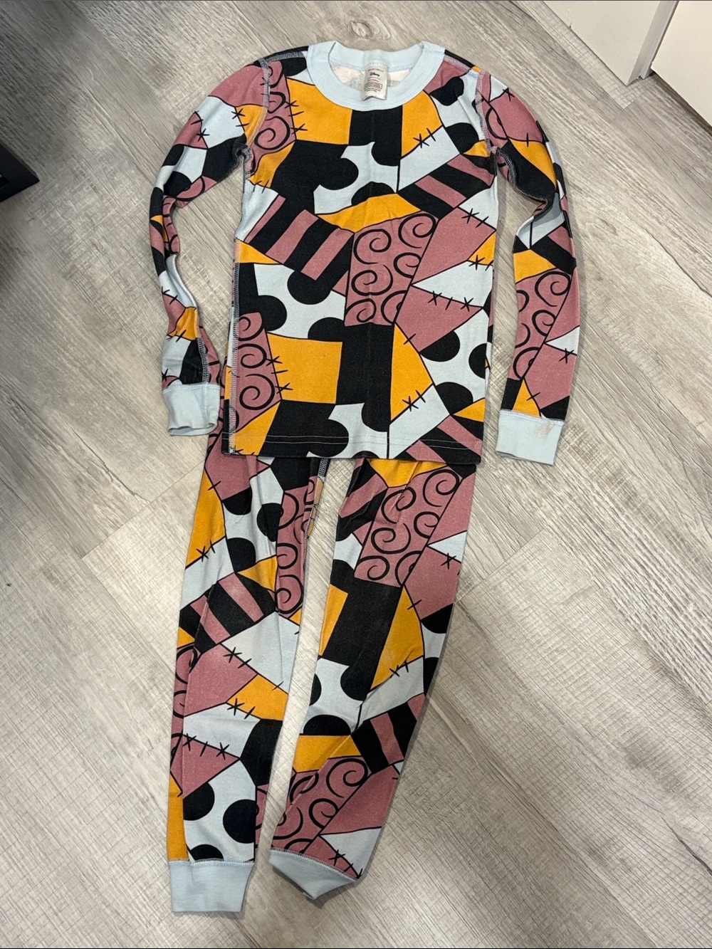 Kids Pink & yellow Patchwork Pajama Set